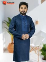 ক্লাসি লুক সাদা ও নেভী ব্লু কালার পাঞ্জাবী - Image 2