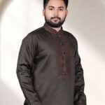 স্মার্ট ও রাজকীয় লুকে ডার্ক কফি কালারের প্রিমিয়াম পাঞ্জাবী